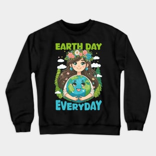 Earth Day Everyday Save the Planet Funny Kids Earth Day 2024 Crewneck Sweatshirt